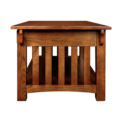 Leick Home Mission Solid Wood Coffee Table with Drawers and Shelf, Medium Oak Finish