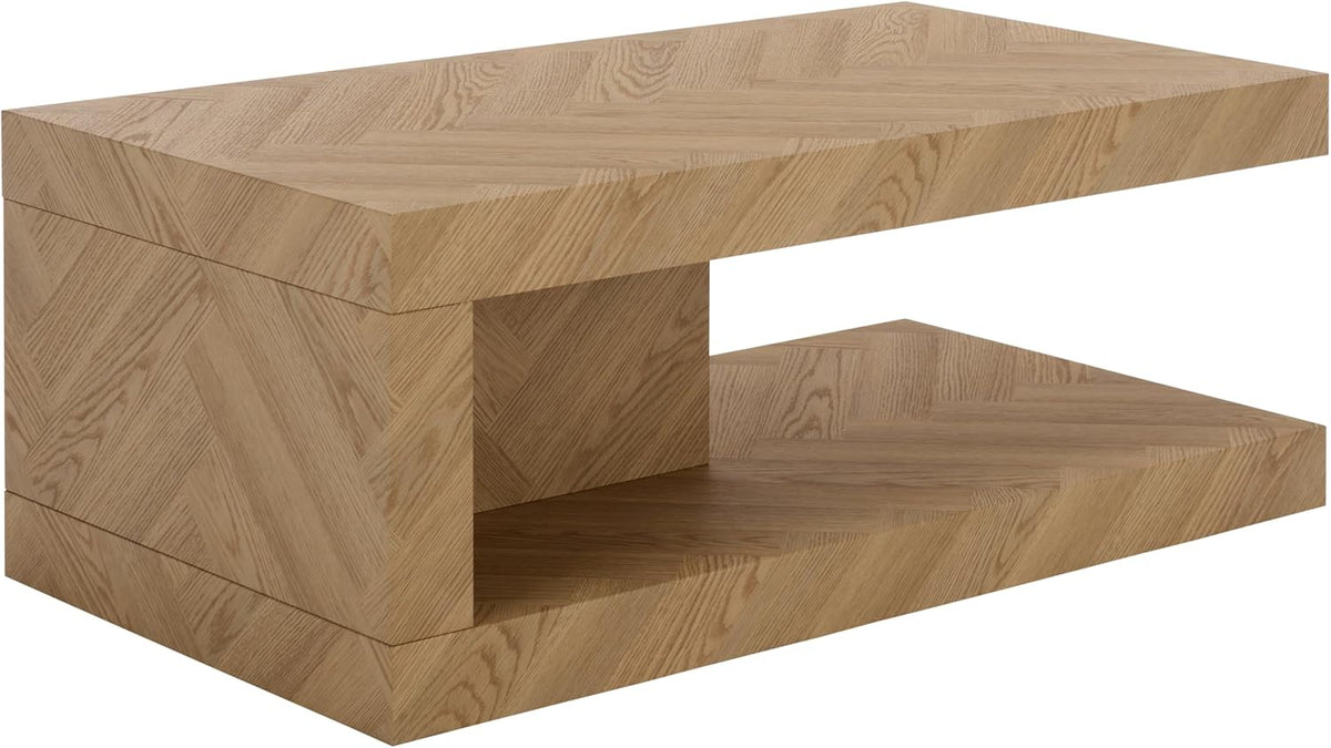 - Andra Coffee Table - Transitional Light Brown Metal and Wood - Ideal for Living Room, Family Room (CK12530)