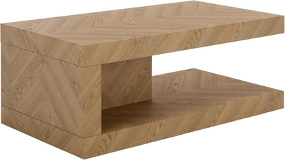 - Andra Coffee Table - Transitional Light Brown Metal and Wood - Ideal for Living Room, Family Room (CK12530)