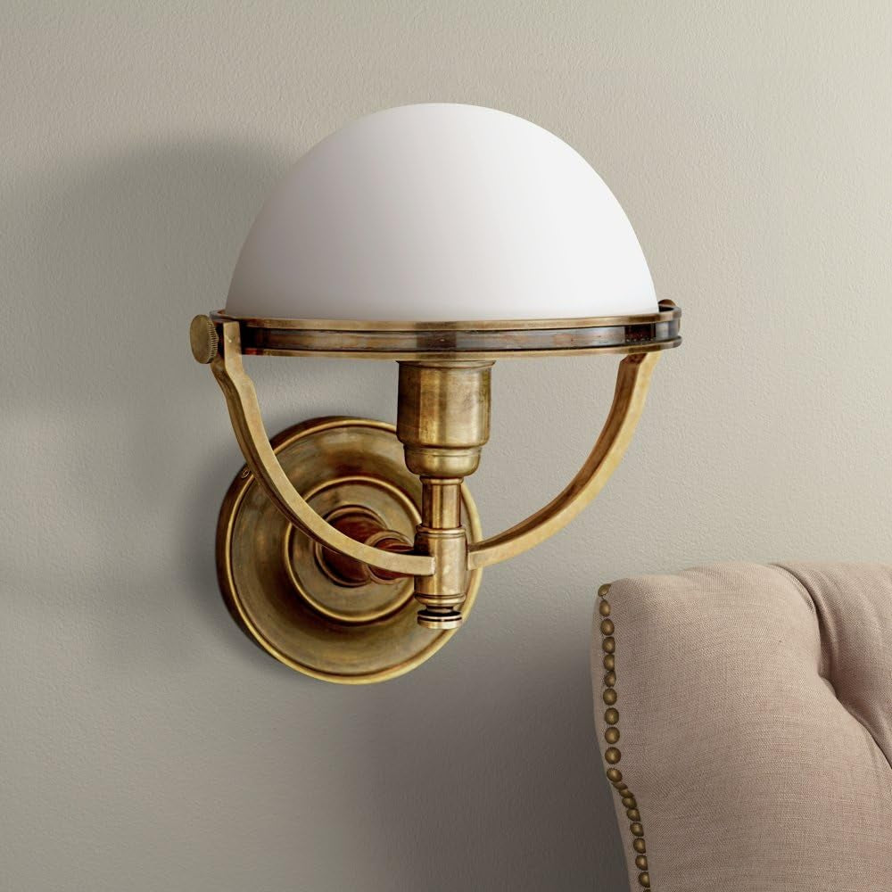 Stratford 1-Light Wall Sconce | Aged Brass Finish | Made of Brass & Glass | Damp-Rated for Bathroom Use | 10" W X 11" H Profile | 3301-AGB