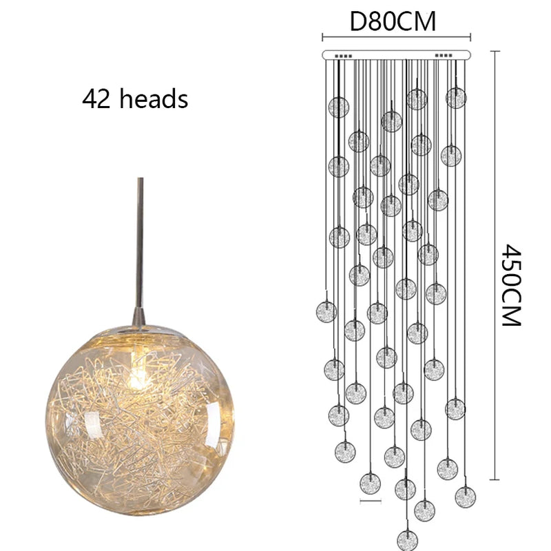 Modern Home Decoration Led Lights, Stair Chandelier, Living Room Chandelier, Glass Chandelier, Indoor Lighting