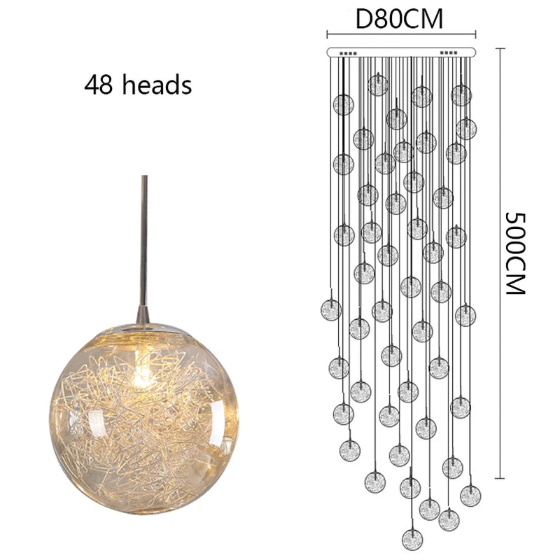 Modern Home Decoration Led Lights, Stair Chandelier, Living Room Chandelier, Glass Chandelier, Indoor Lighting