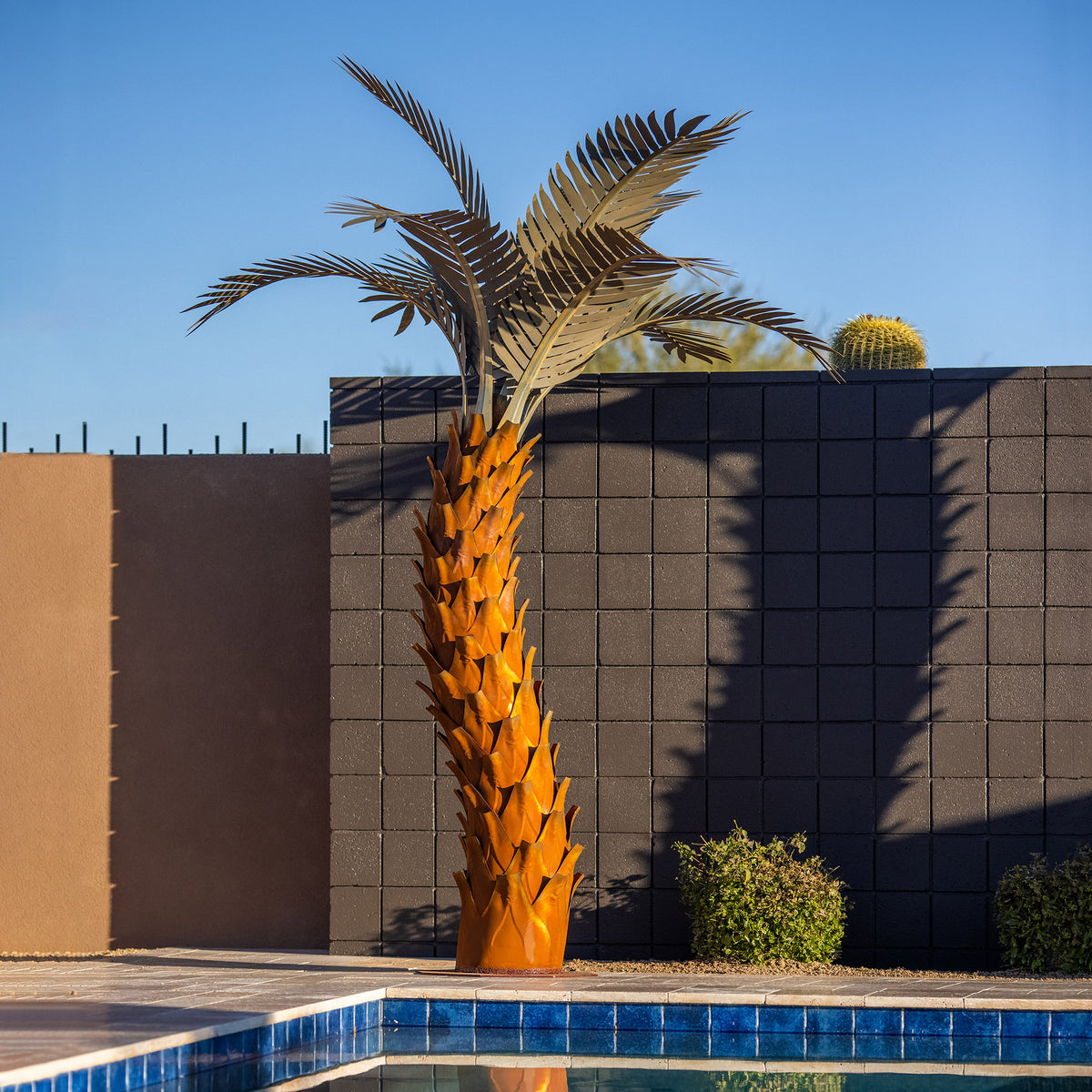 10' Sunset Palm Tree Sculpture by Desert Steel