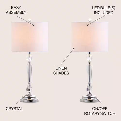 Victoria 27 In. Crystal Table Lamp (Set of 2)