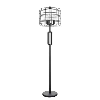 63 In. Sand Black Wire Cage Metal Floor Lamp