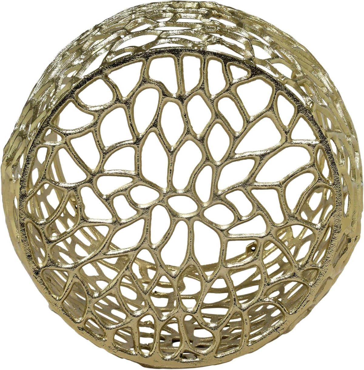 Helast Aluminium Side Table, 14.00'' W round Sofa Side Table, Modern Indoor Accent Table for Living Room Bedroom Home Office, Abstract Hollow, Gold