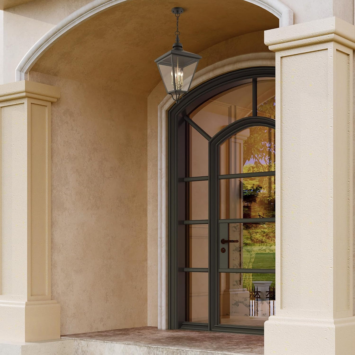 Lighting 27378-07 Adams - 4 Light Extra Large Outdoor Pendant in Traditional Style-31 Inches Tall and 14.25 Inches Wide, Finish Color: Bronze/Antique Brass