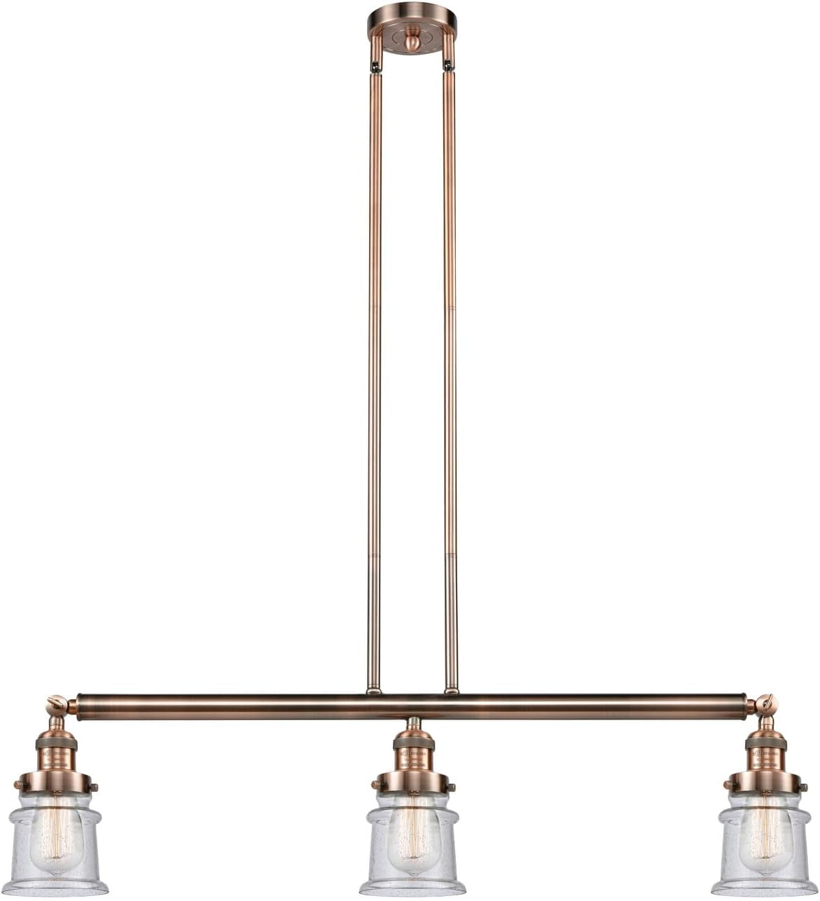 Lighting 213-AC-G184S-LED Small Canton 3 Light Island Light, Antique Copper