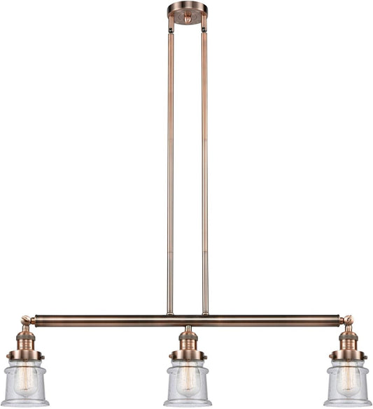 Lighting 213-AC-G184S-LED Small Canton 3 Light Island Light, Antique Copper