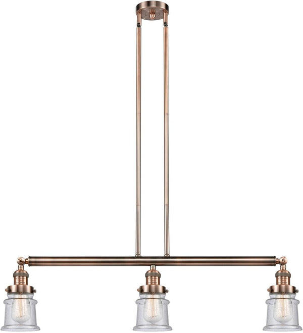 Lighting 213-AC-G184S-LED Small Canton 3 Light Island Light, Antique Copper
