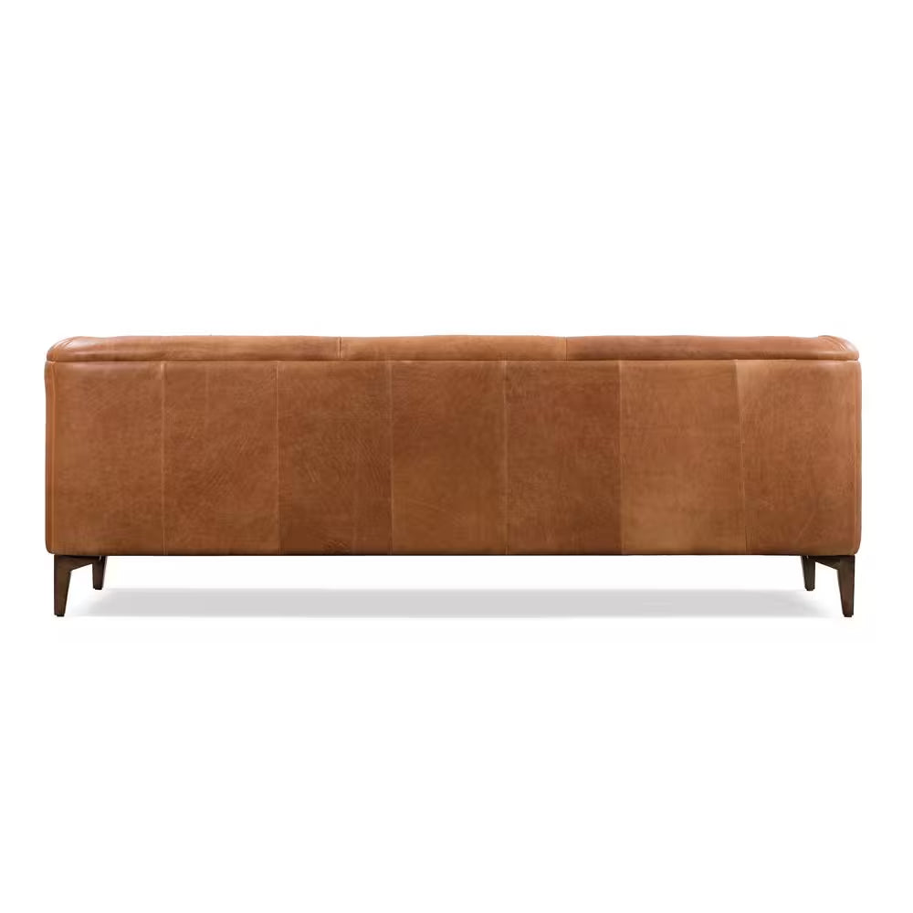 Essex 89 In. Square Arm 3-Seater Sofa in Cognac Tan