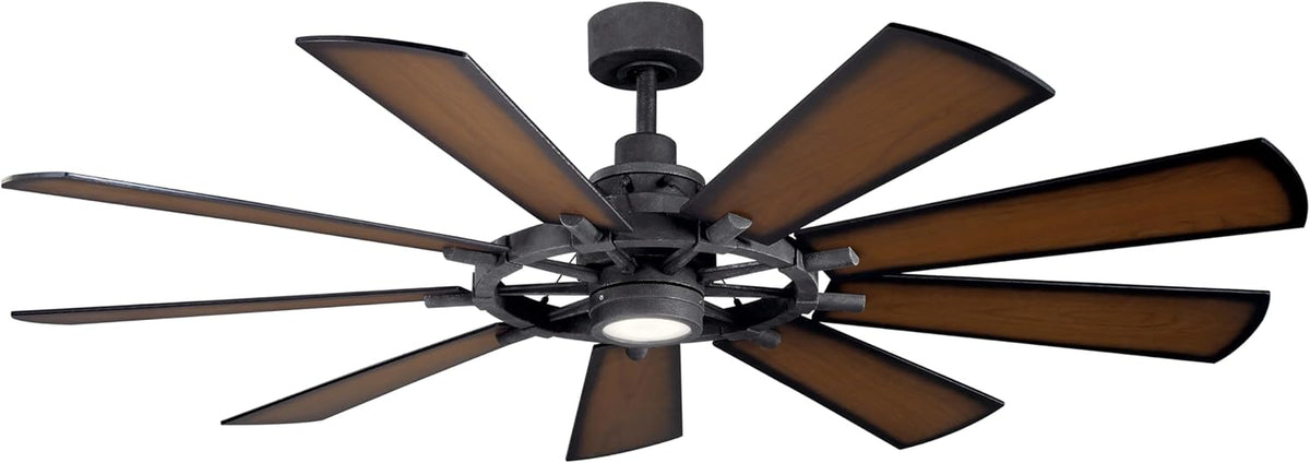 Gentry XL 65" Ceiling Fan with LED Light, Distressed Black