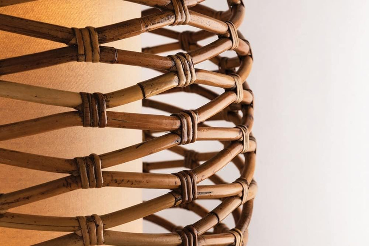 Balboa 1-Light Wall Sconce | Textured Bronze Finish | Made of Hand-Worked Iron & Natural Woven | 10.25" W X 14.5" H Profile | Rattan Shade | B6741-TBZ