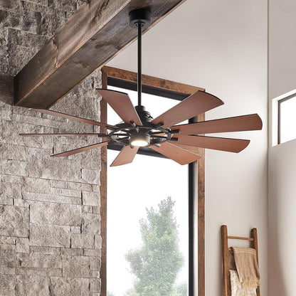 Gentry XL 65" Ceiling Fan with LED Light, Distressed Black