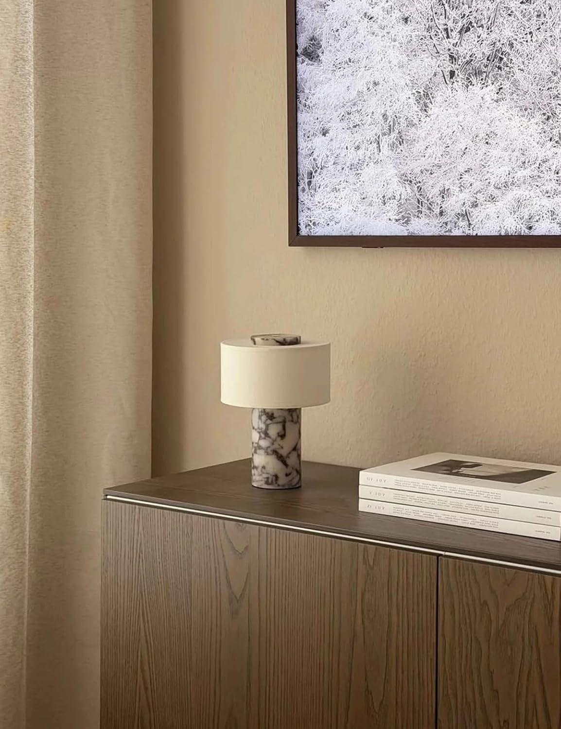 Marble Lamp, Stone Table Lamps Rechargeable Modern Decorative Touch Dimmable Cordless Luxury Design Bedside Lamp for Home Decor, Bedroom, Living Room & Office (Rechargeable Calacatta Viola Lamp)
