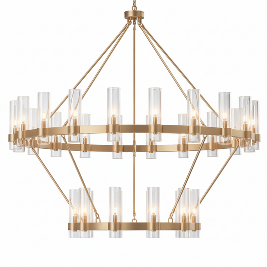 Modern Chandelier 60 In. 30-Light Gold Wagon Wheel Chandelier for Dinning Room, Foyer, Living Room, Staircase