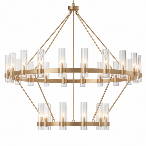 Modern Chandelier 60 In. 30-Light Gold Wagon Wheel Chandelier for Dinning Room, Foyer, Living Room, Staircase